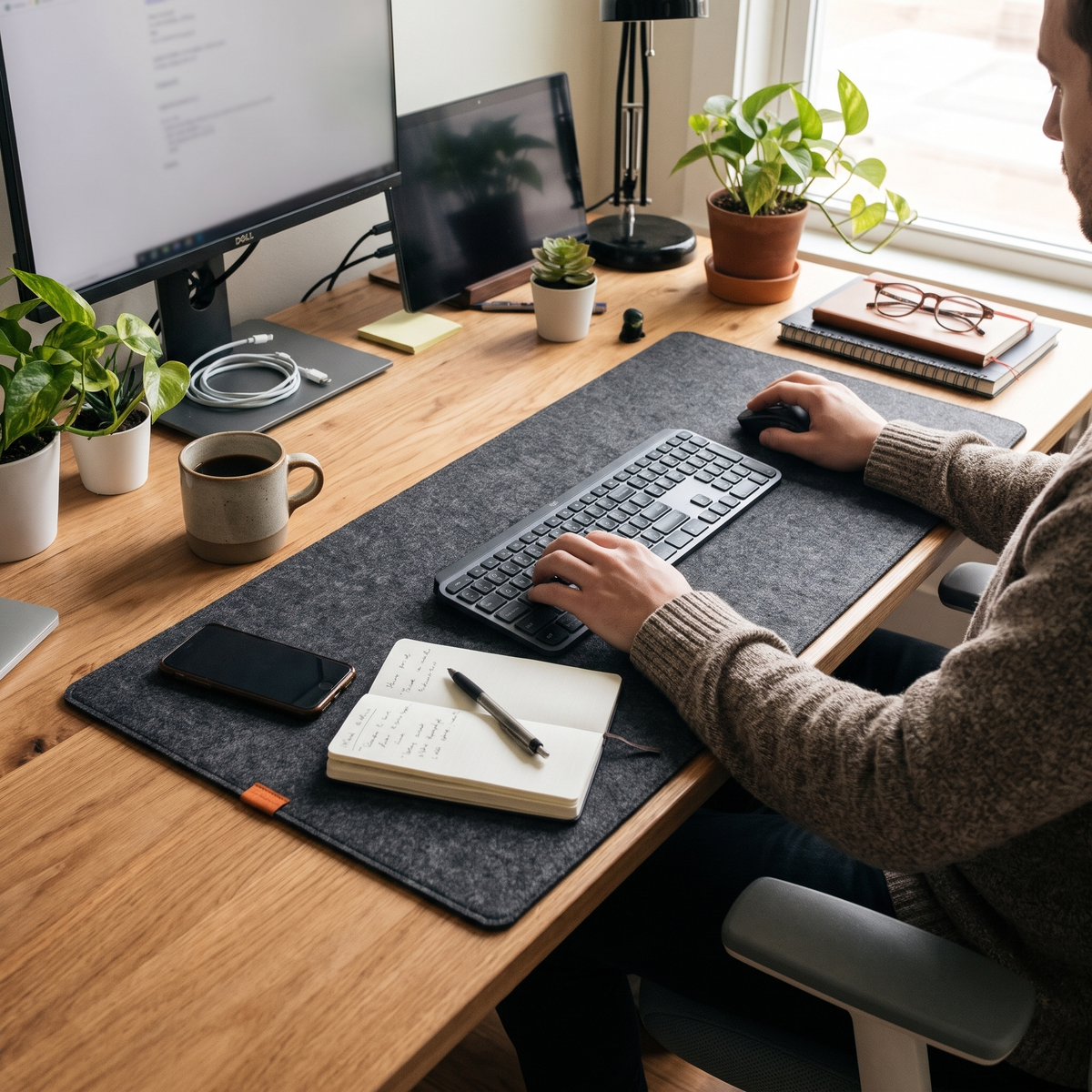 Felt Desk Mat in use