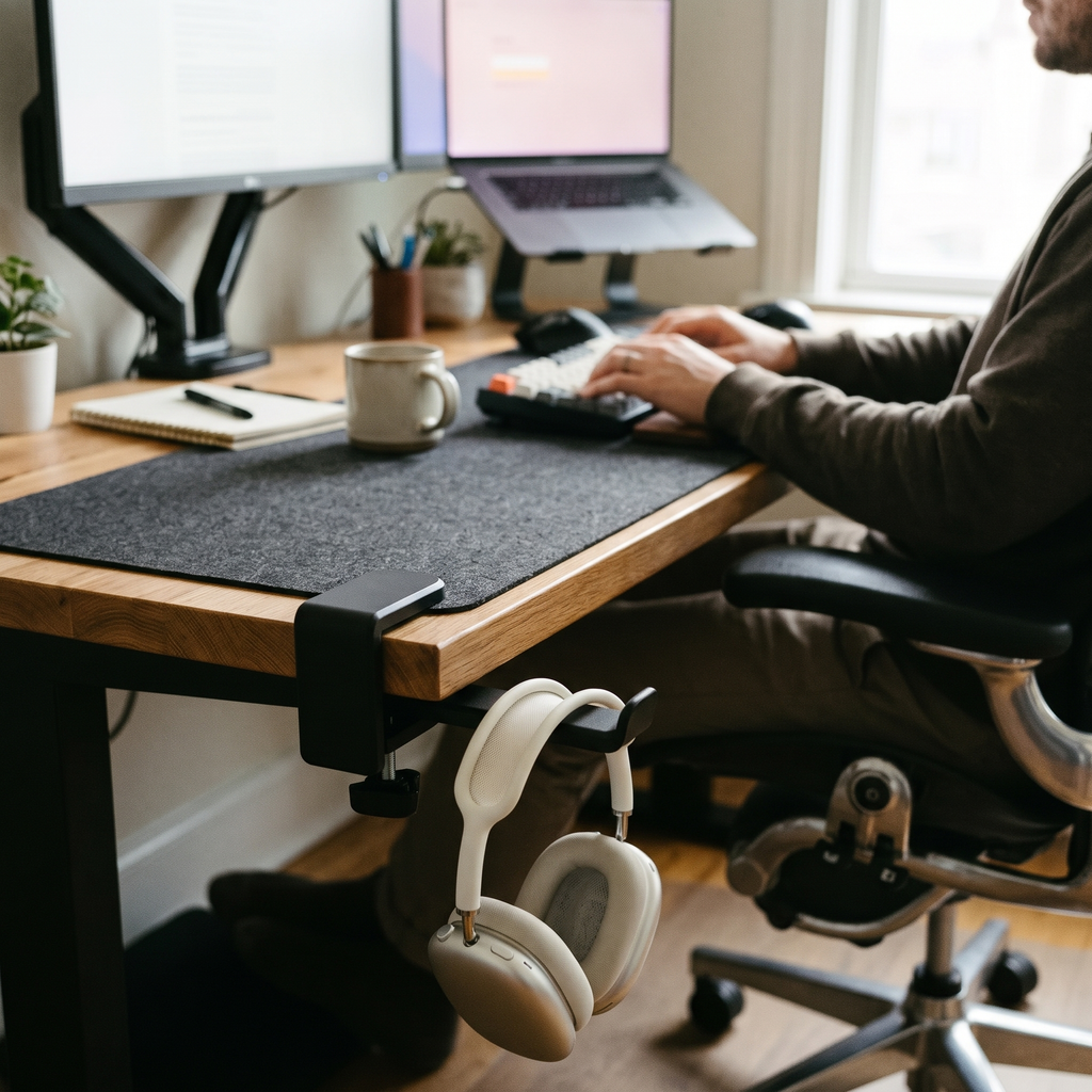 Clamp Headphone Mount in use
