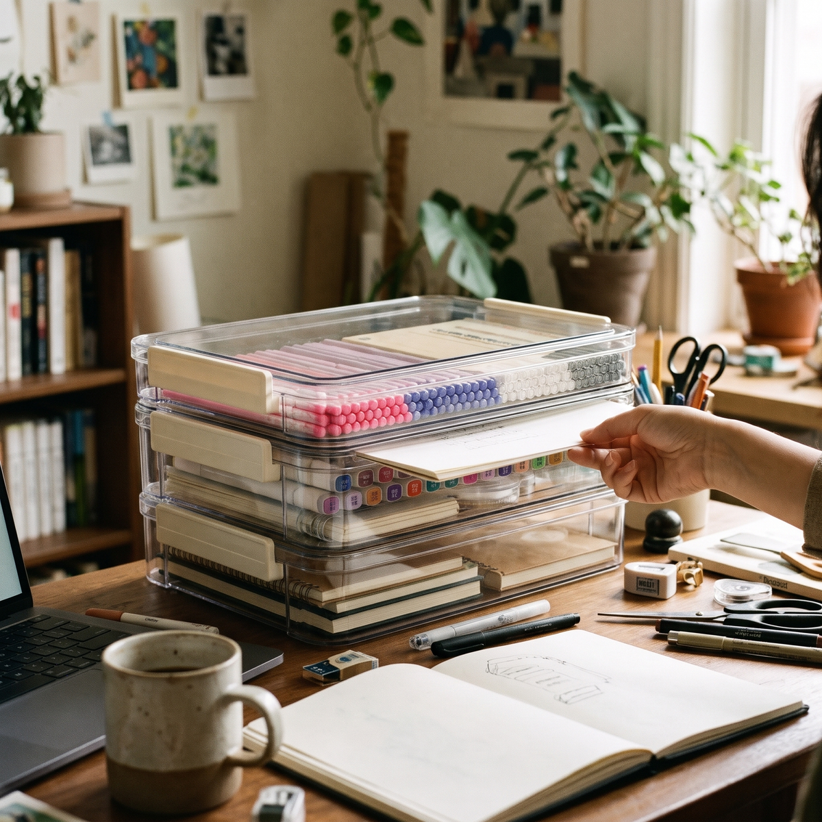 Acrylic Paper Organizer in use