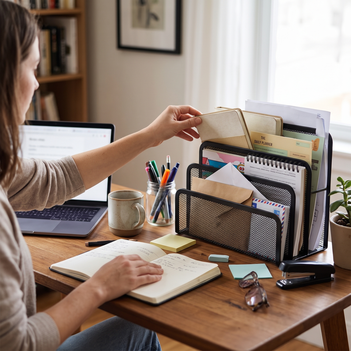 3-Layer Notebook Rack in use