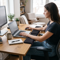 L-Shaped Desk Edge Pad in use