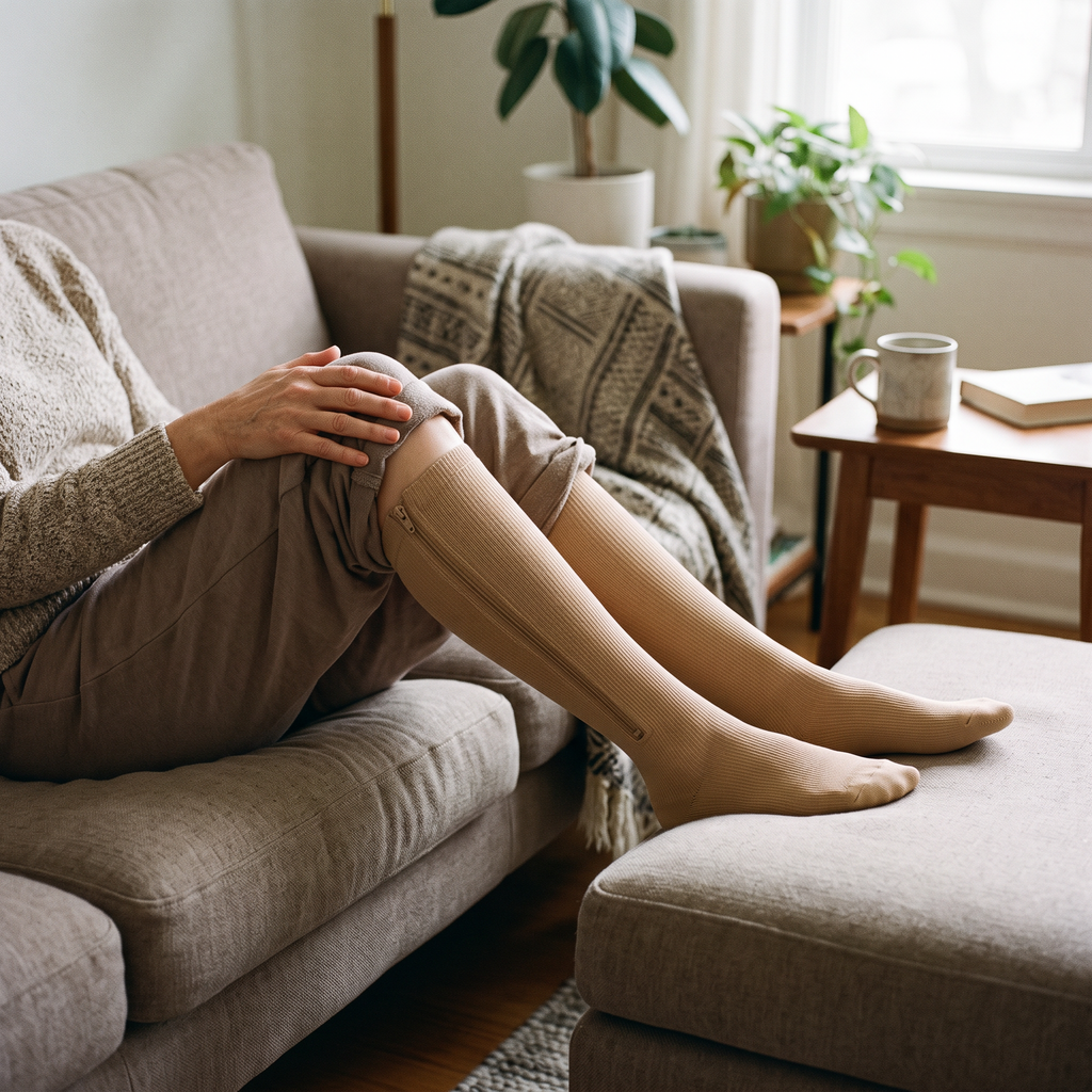 Zipper Compression Socks in use