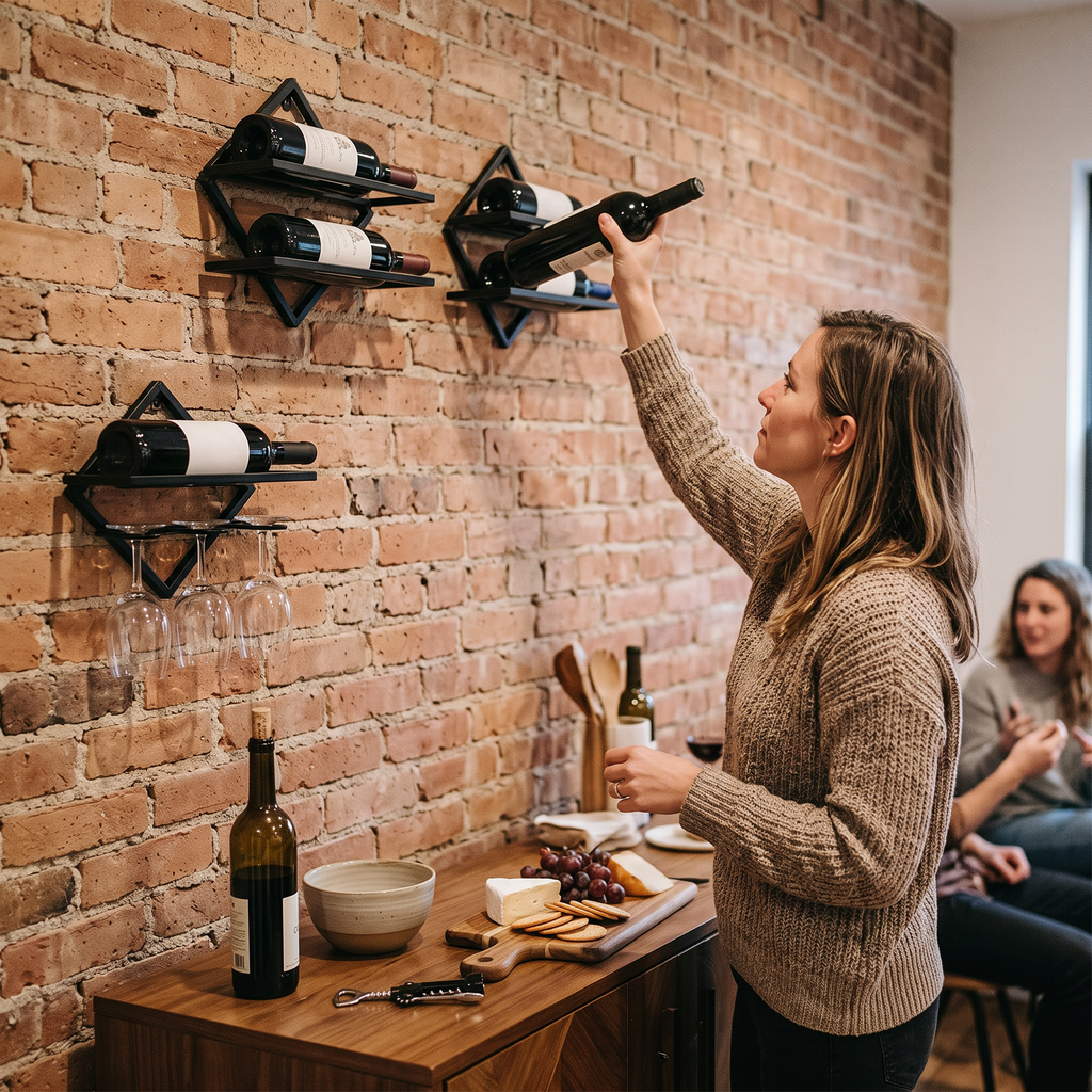Upside Down Wine Rack in use