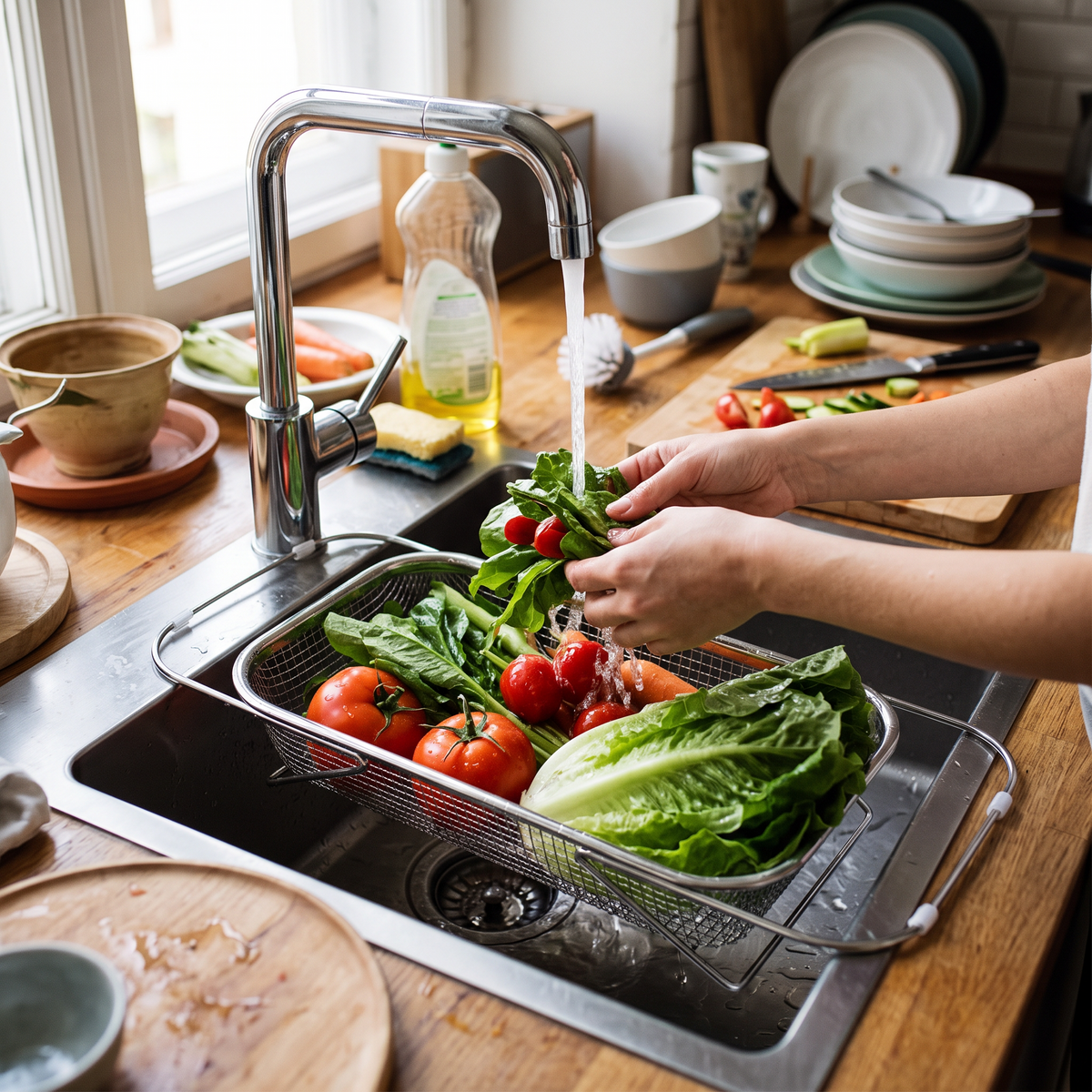 Over Sink Colander in use