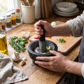 Granite Mortar and Pestle Set in use