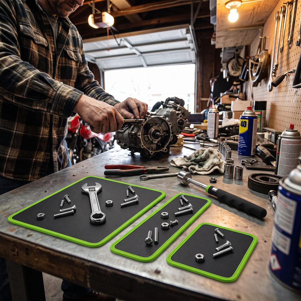 Magnetic Tool Mat Set in use