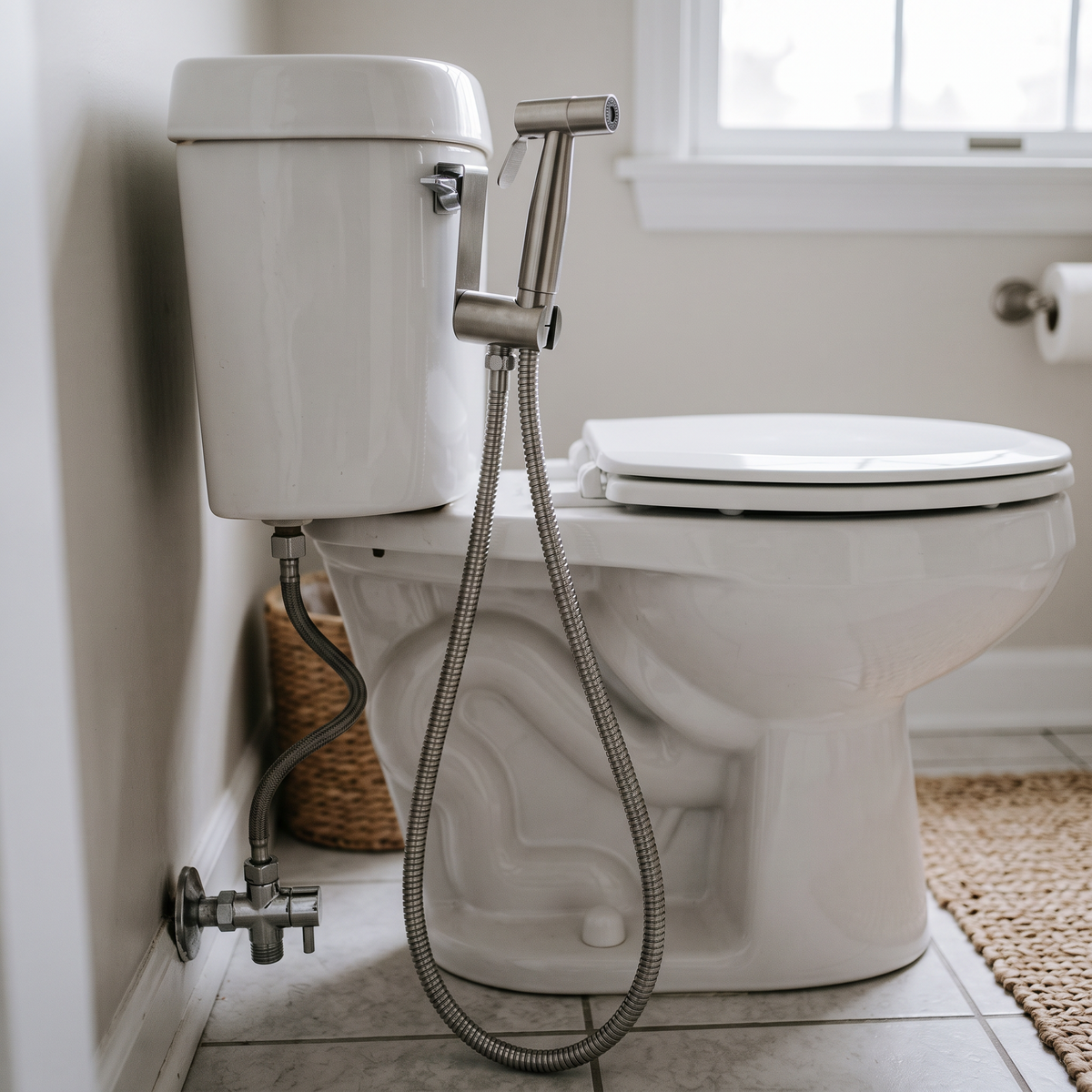 Stainless Bidet Sprayer Set in use