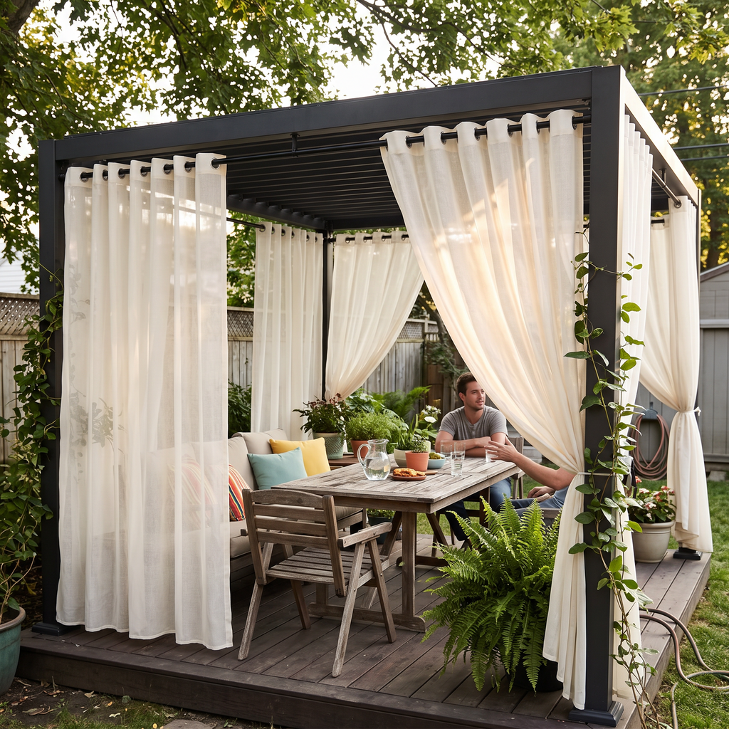 Outdoor Sheer Curtain in use