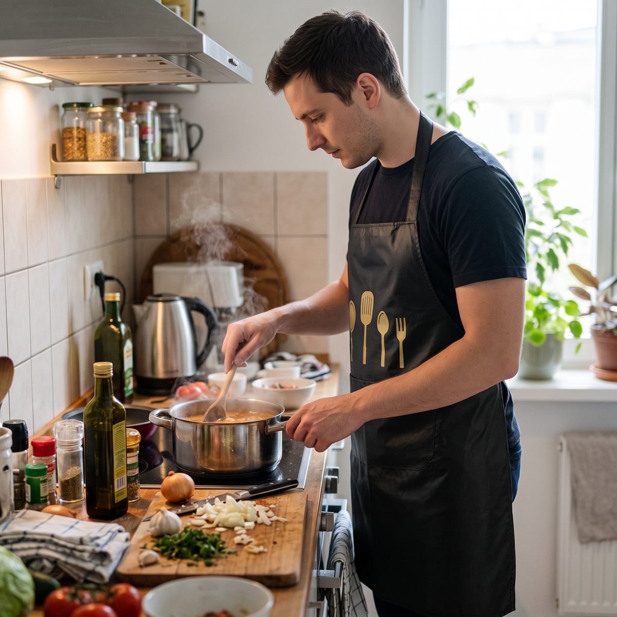 Waterproof Kitchen Apron in use