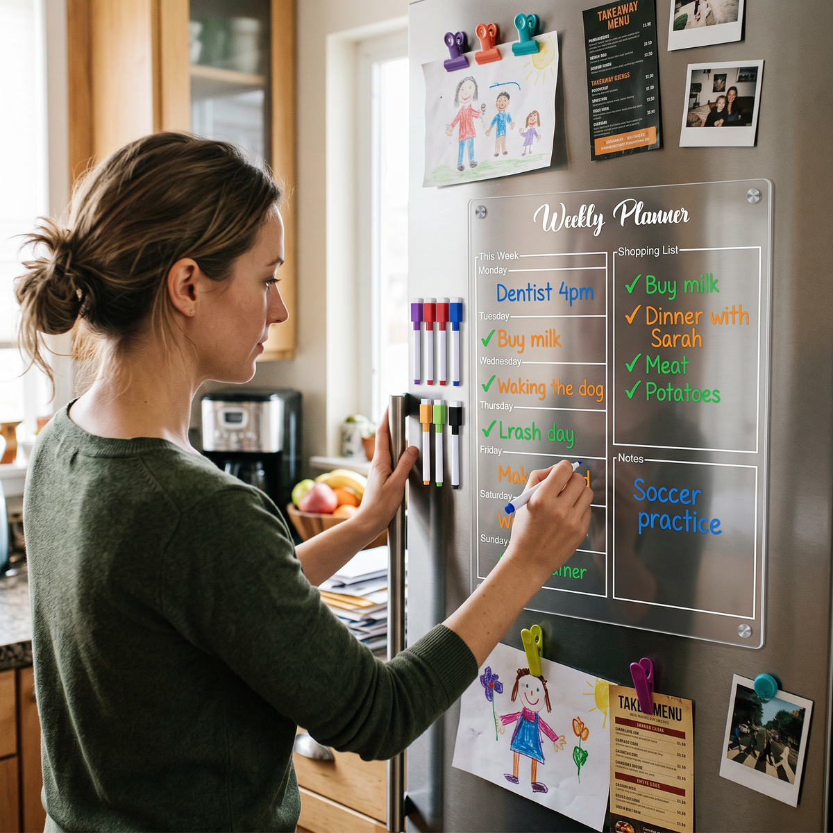 Magnetic Weekly Planner in use