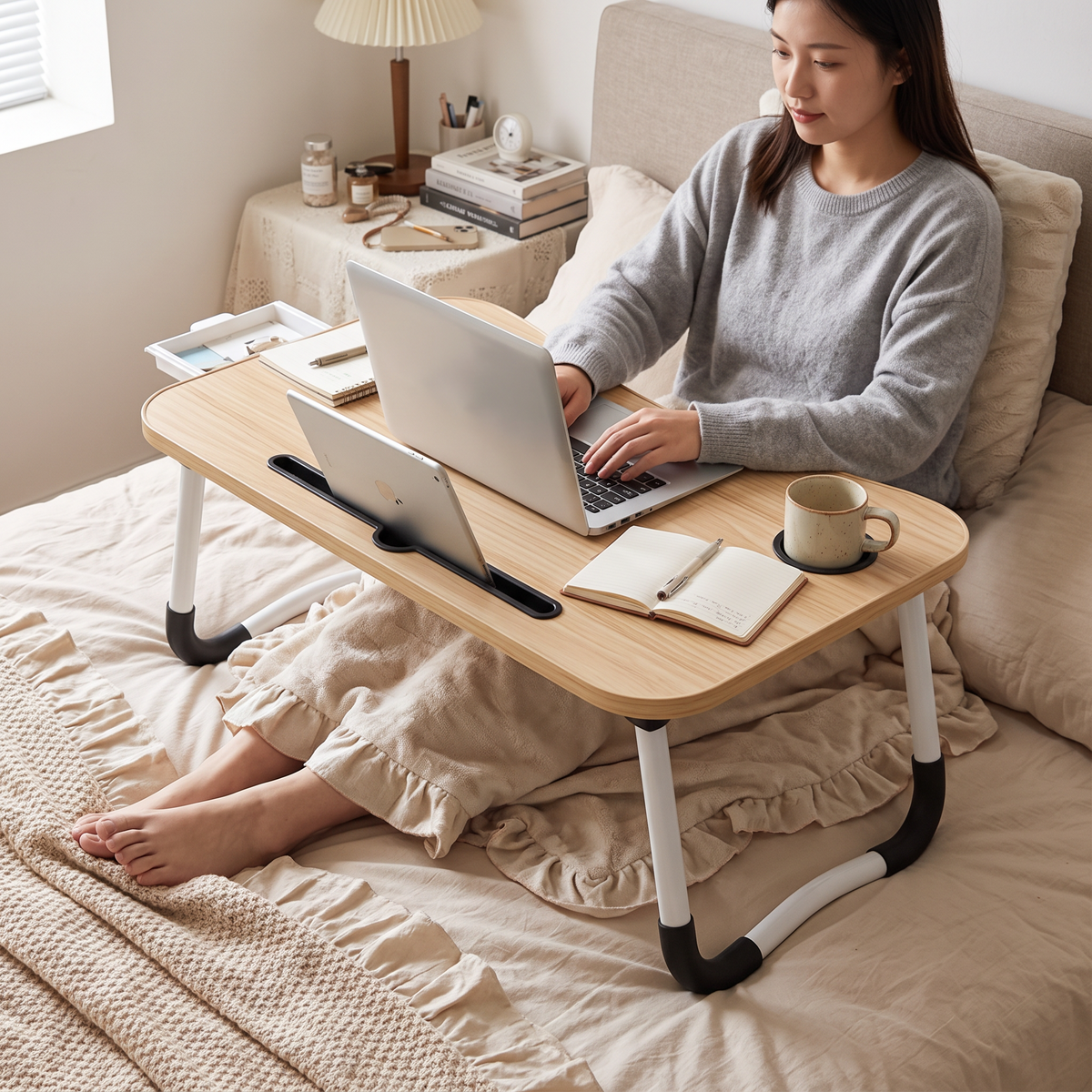 Folding Laptop Table in use