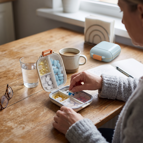 7-Grid Pill Case in use