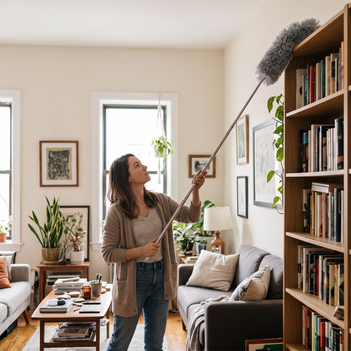 Extendable Dust Brush in use