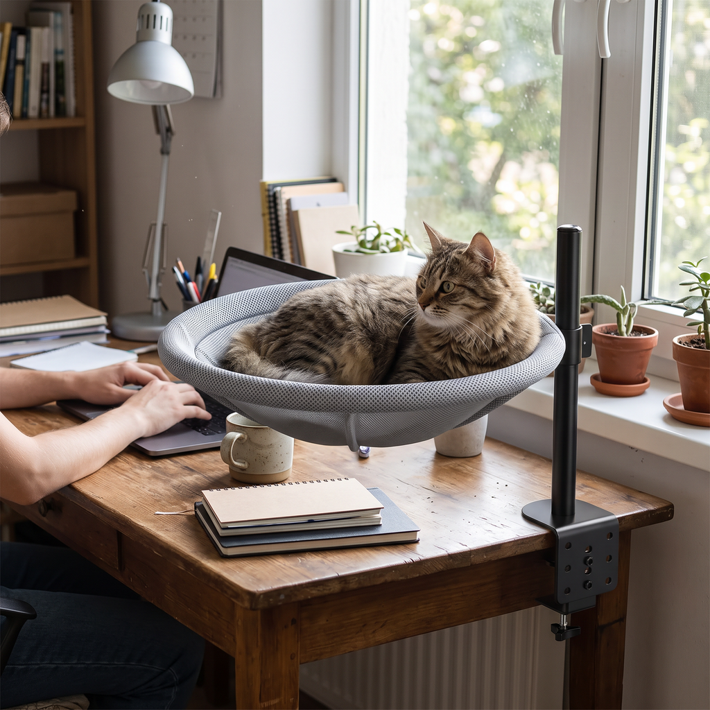 Rotating Cat Perch in use