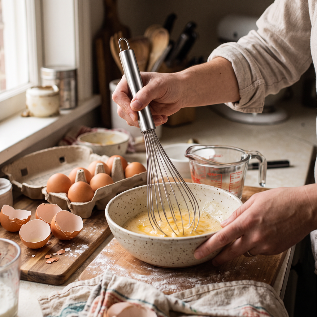 Manual Egg Whisk in use