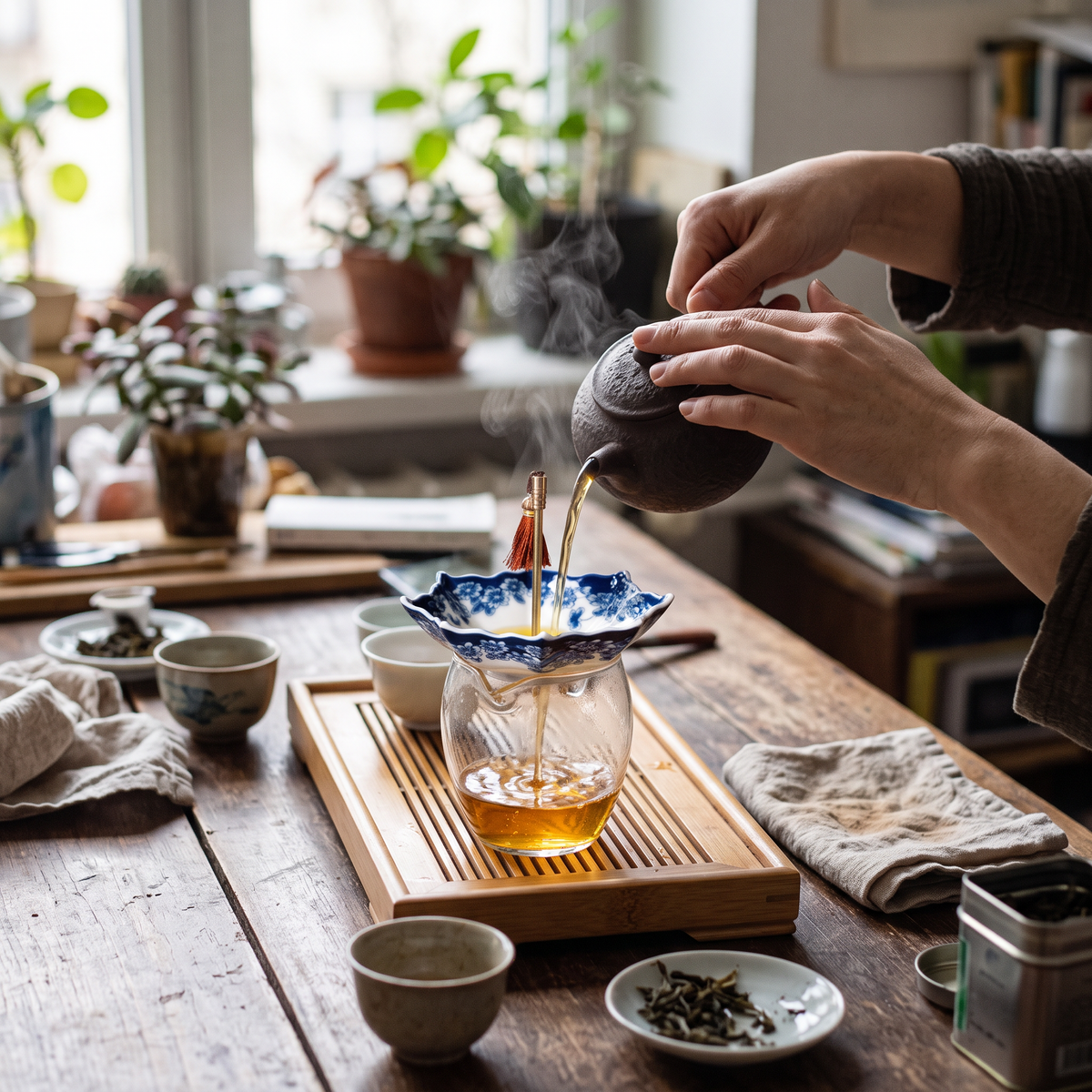Umbrella Tea Strainer in use