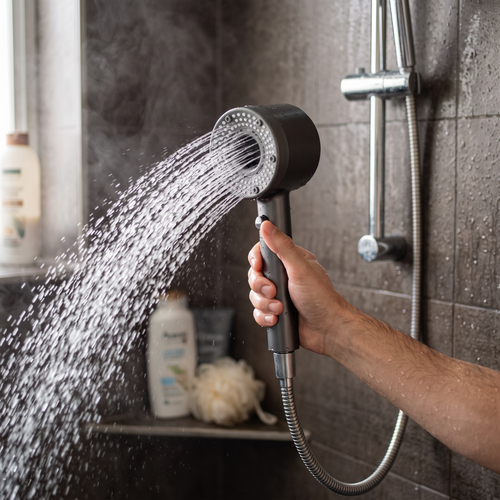 5-Mode Shower Nozzle in use