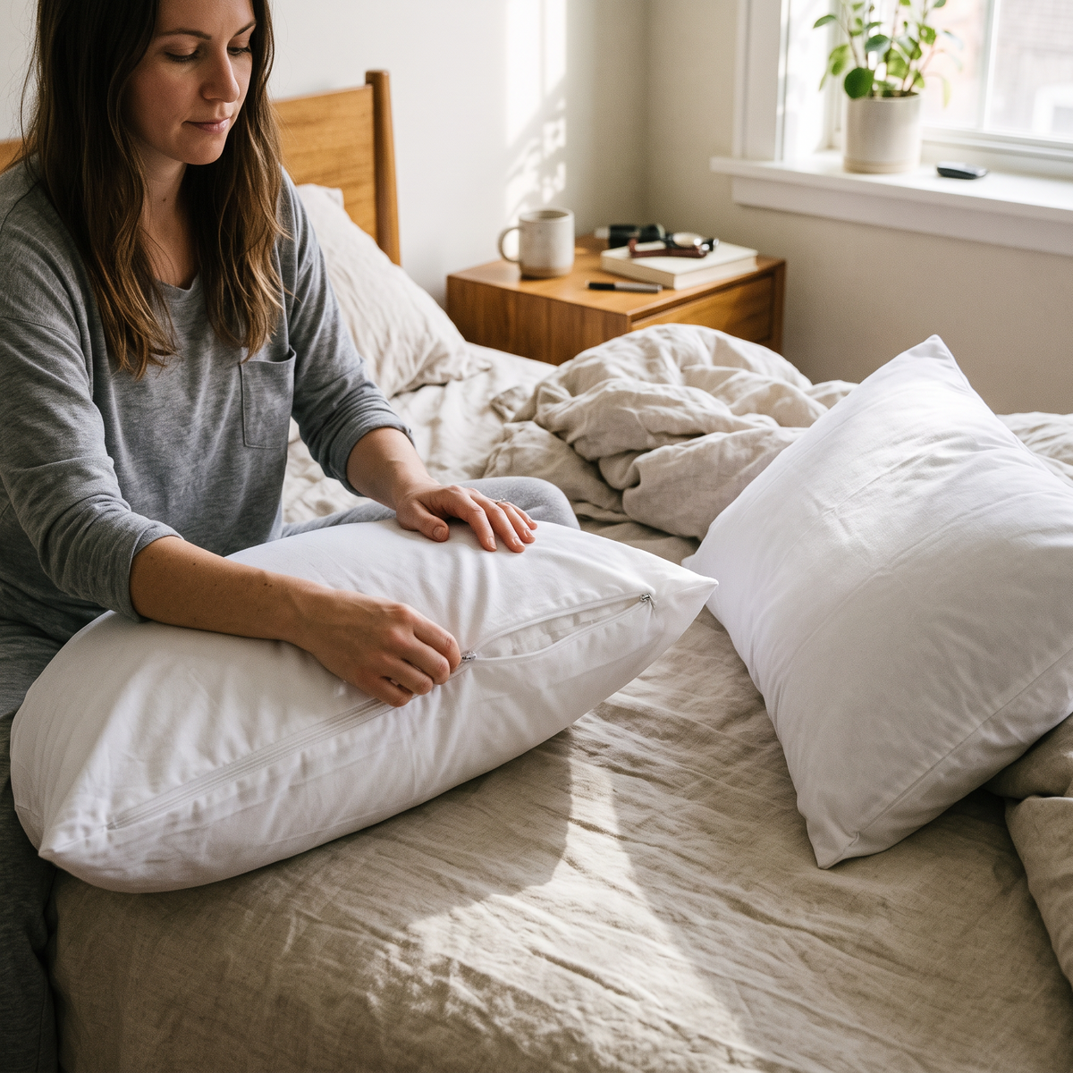 Waterproof Pillow Protector in use