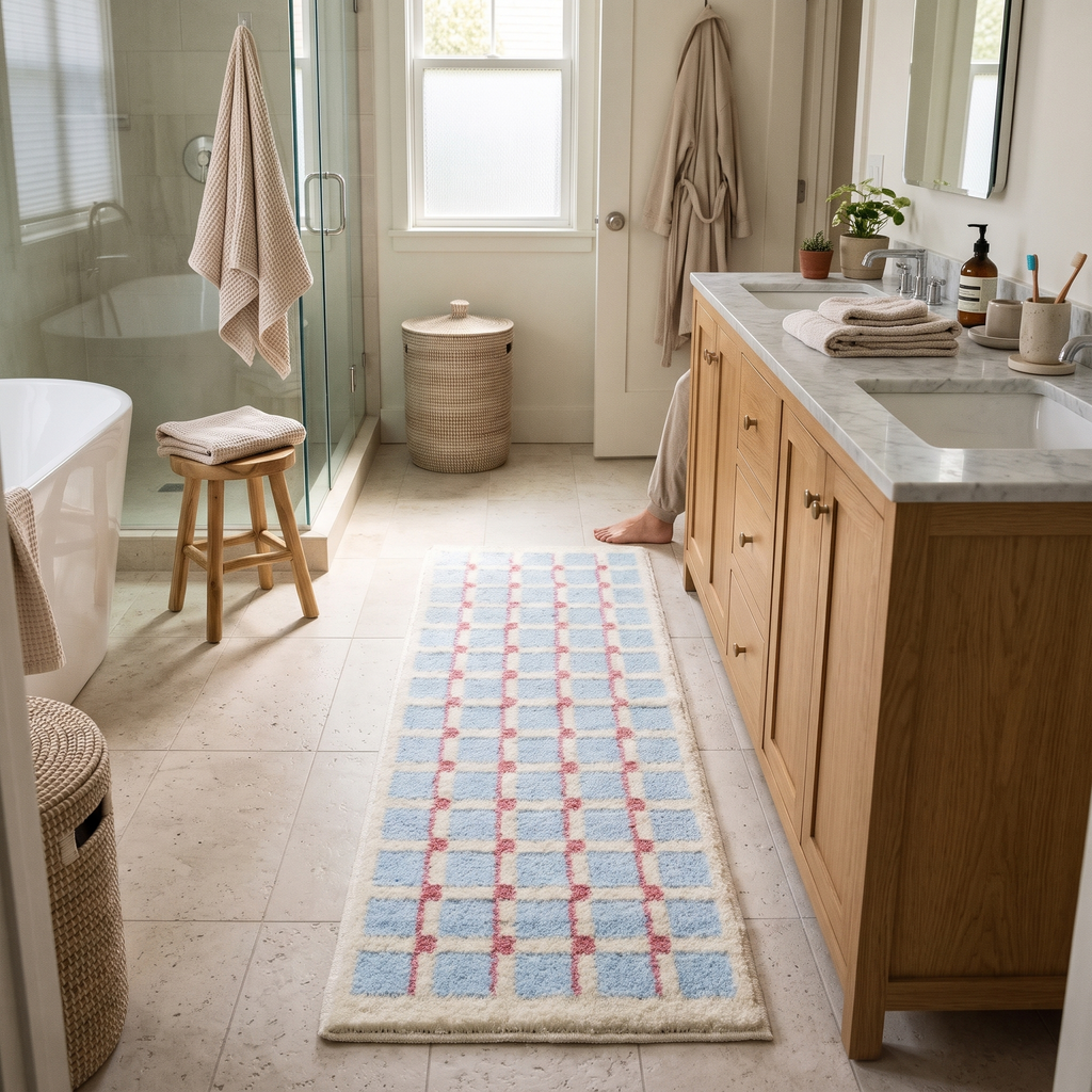 Geometric Bath Rug in use