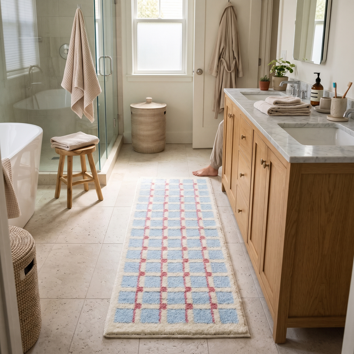 Geometric Bath Rug in use