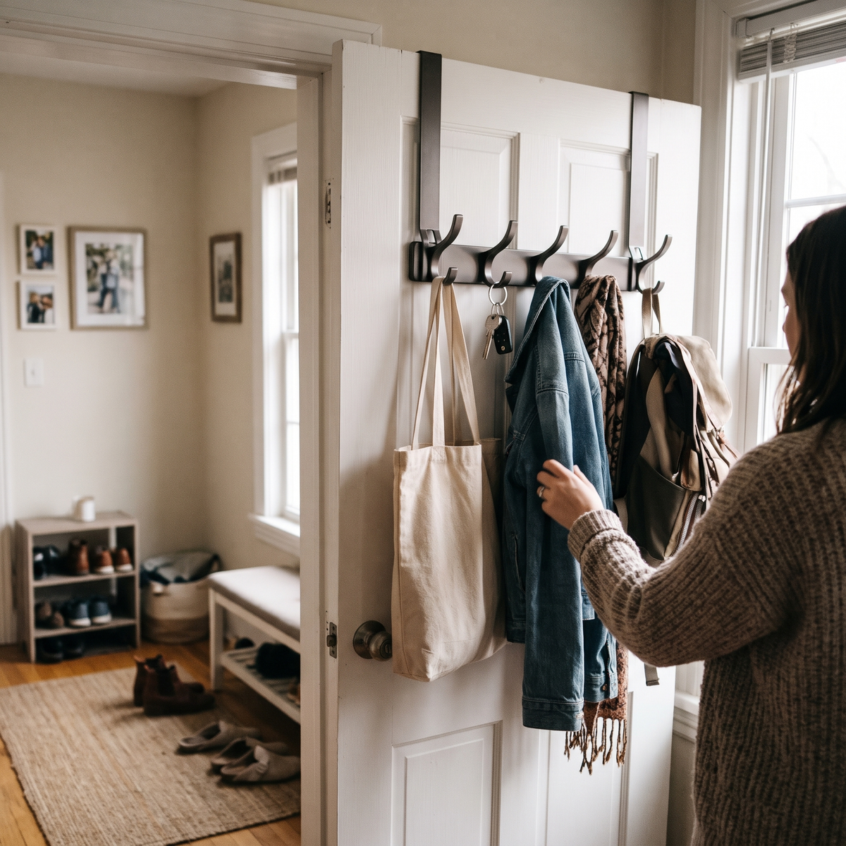 Over Door Hook Organizer Rack in use