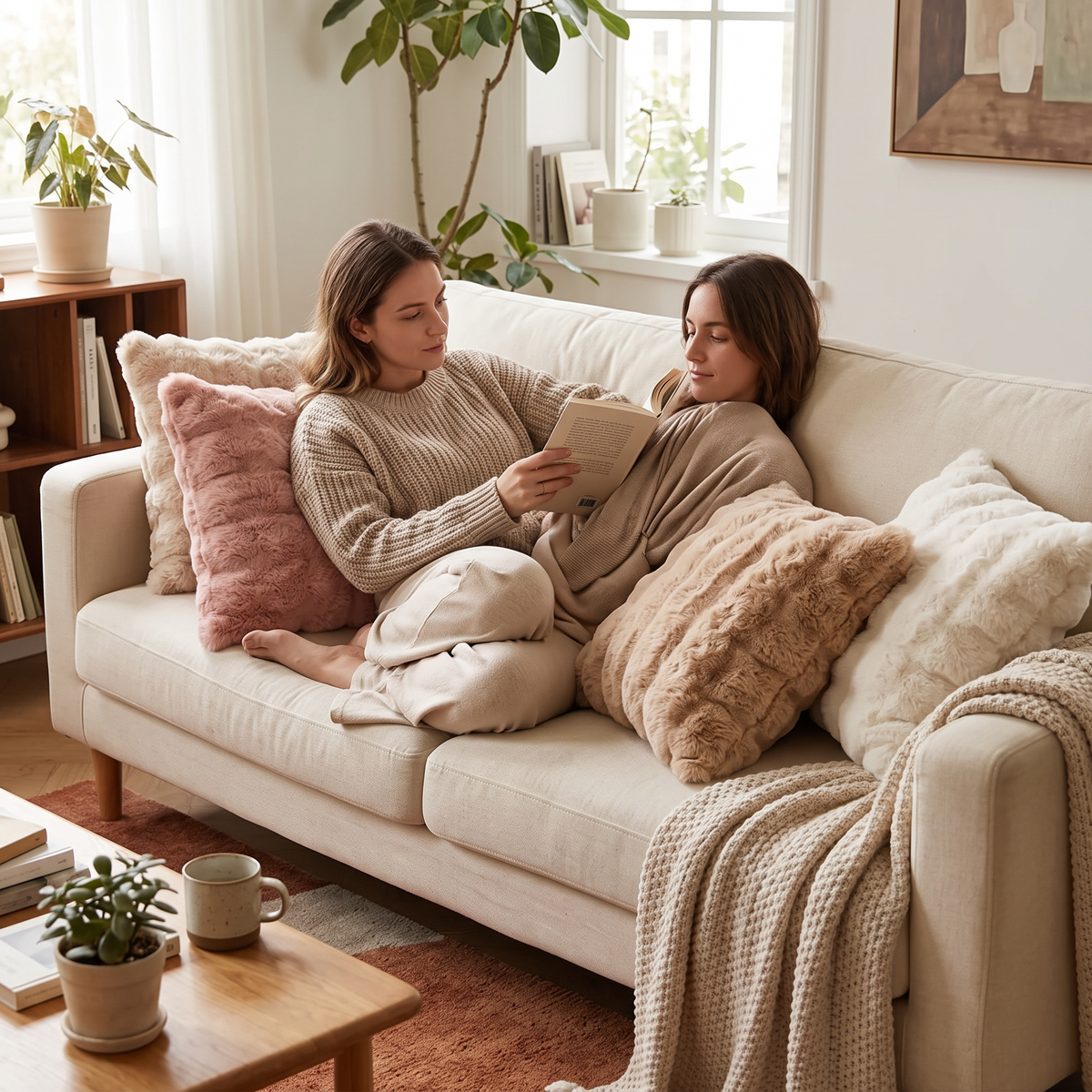 Faux Rabbit Fur Pillow Cover lifestyle