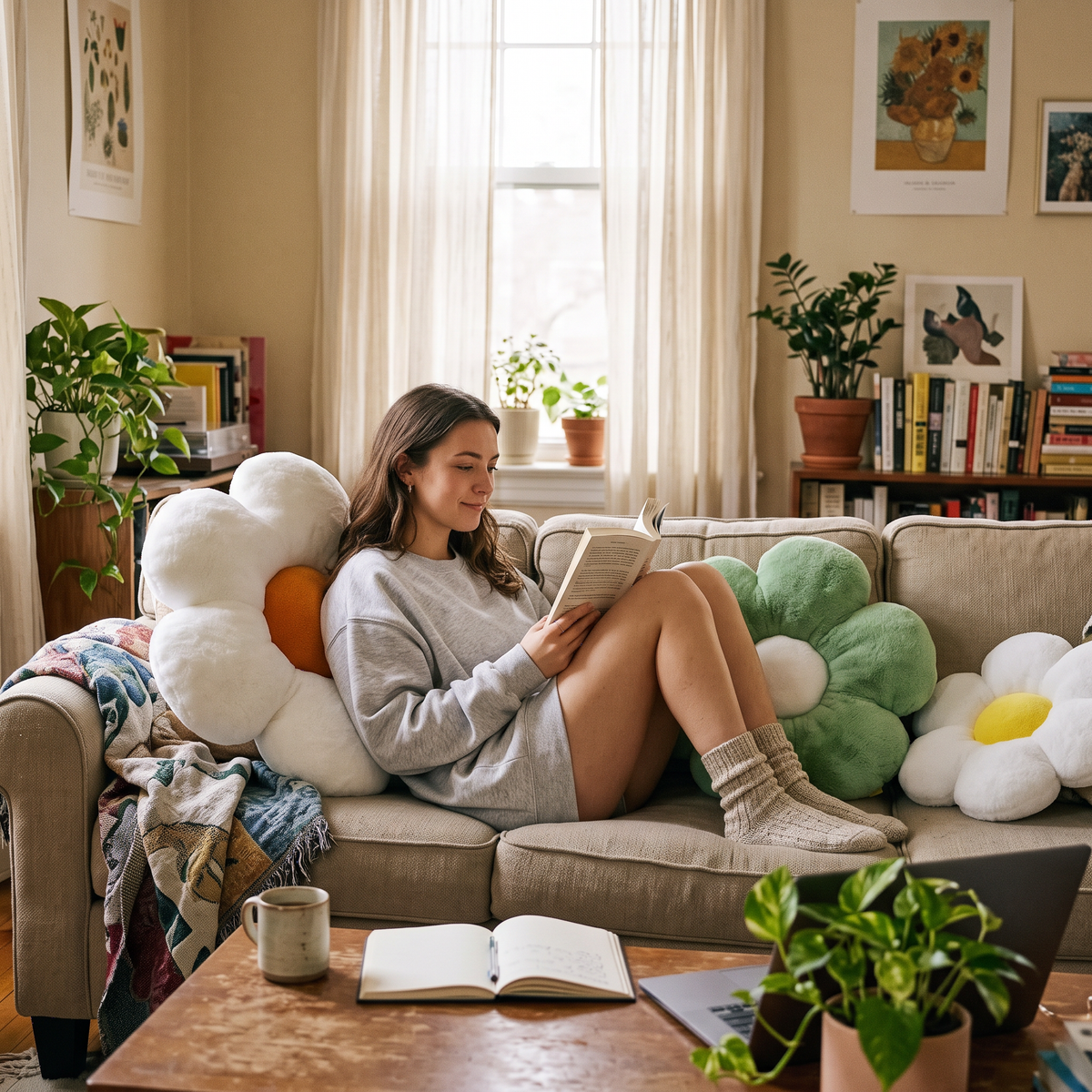 Flower Plush Pillow lifestyle