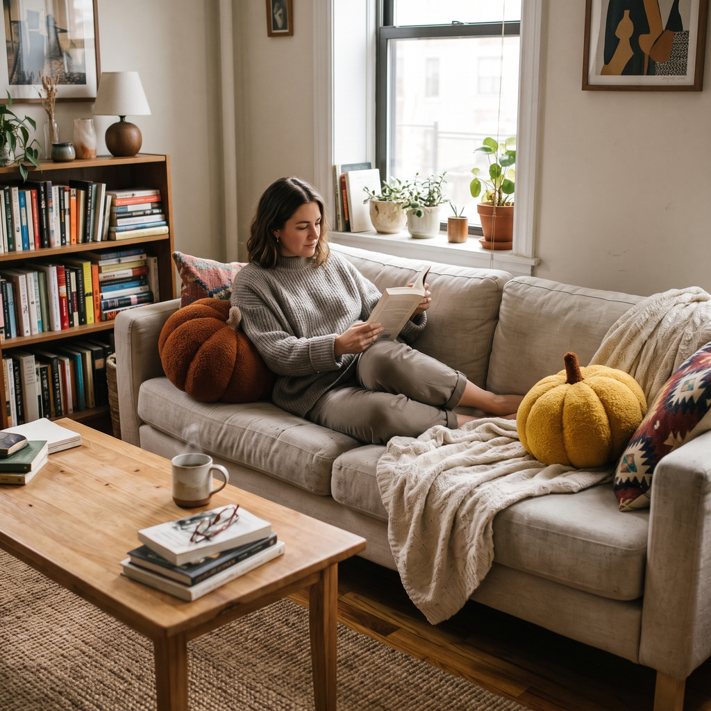 Nordic Pumpkin Cushion lifestyle