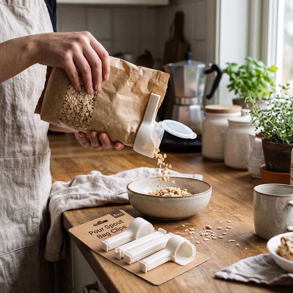 Pour Spout Bag Clips lifestyle
