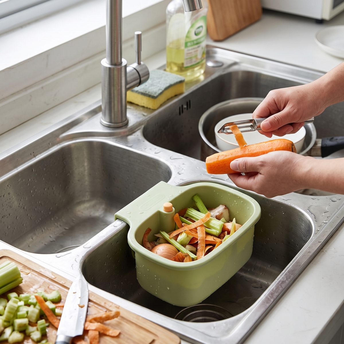 Press Drain Sink Basket lifestyle