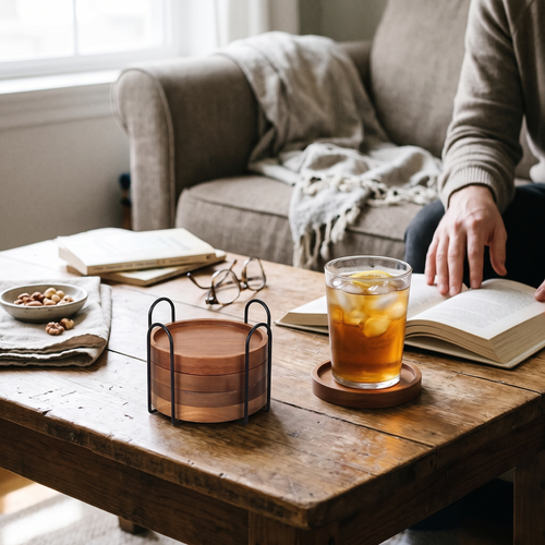 Acacia Wood Coasters lifestyle