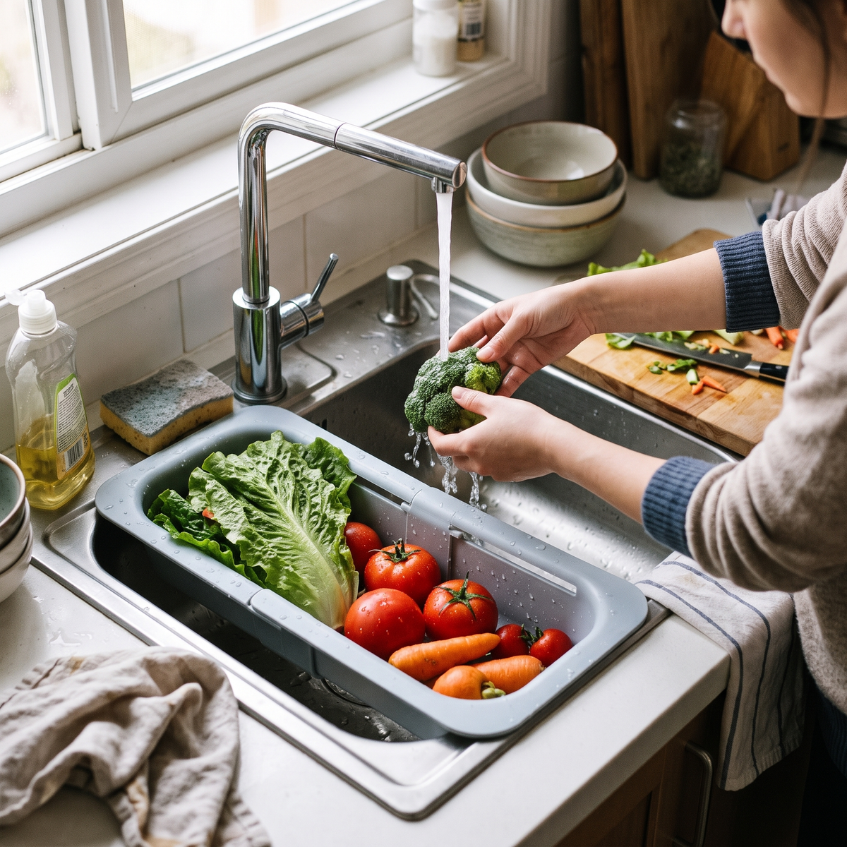 Retractable Sink Drain Basket lifestyle