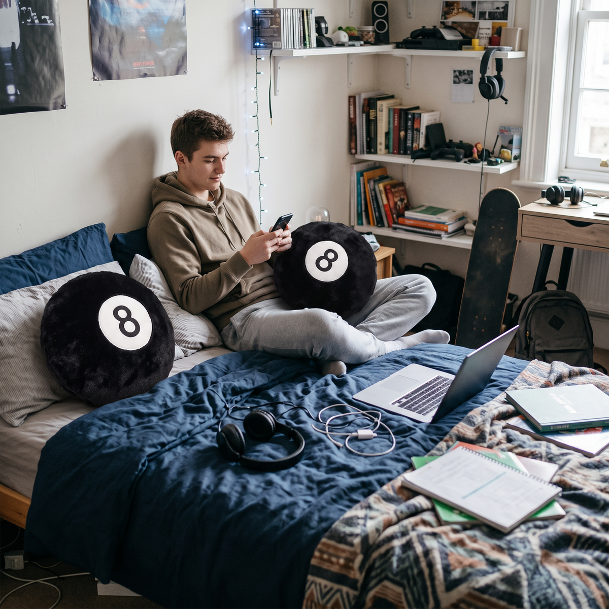 8 Ball Plush Pillow lifestyle