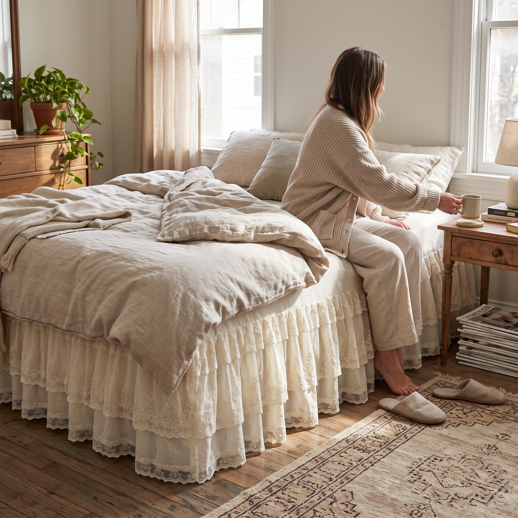 Three-Layer Lace Bed Skirt lifestyle