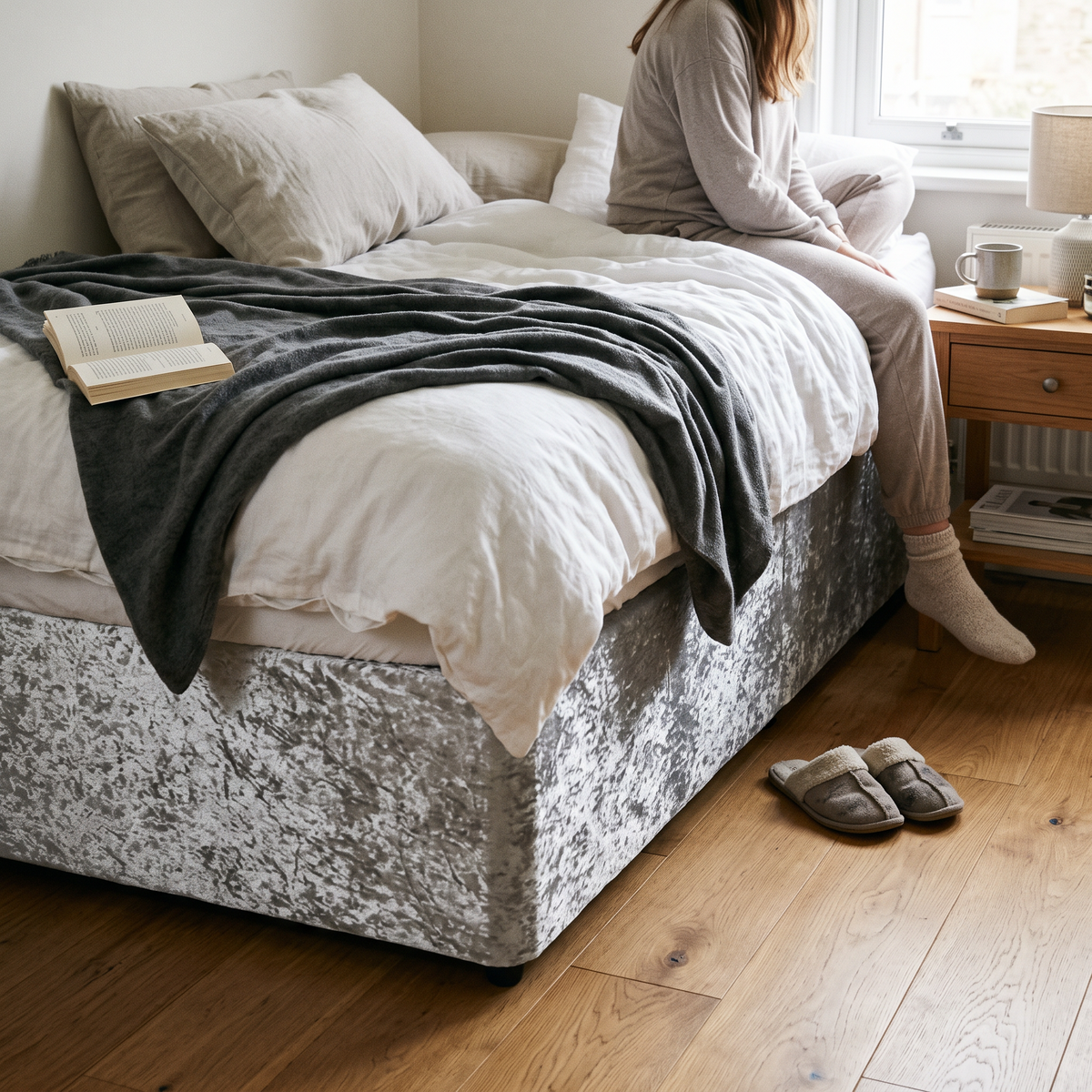 Crushed Velvet Bed Skirt lifestyle