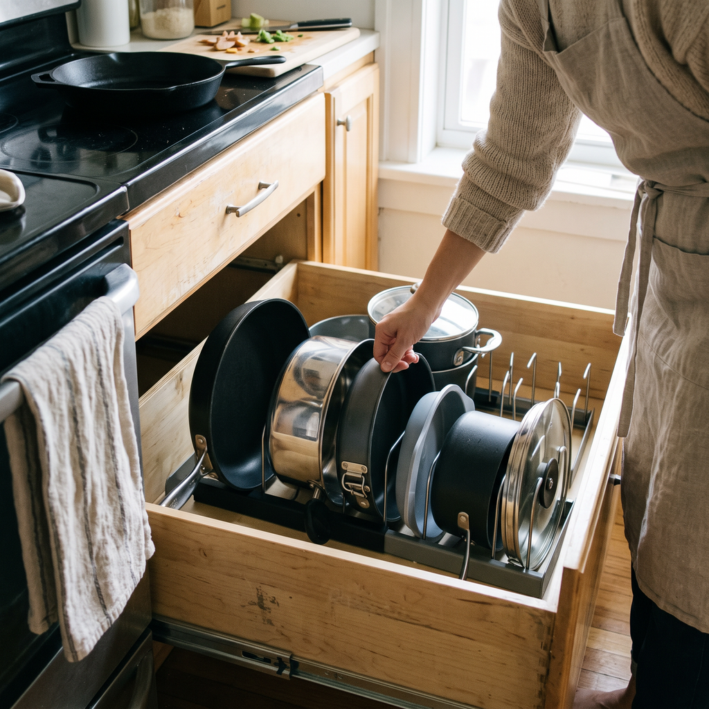 Expandable Cookware Rack lifestyle