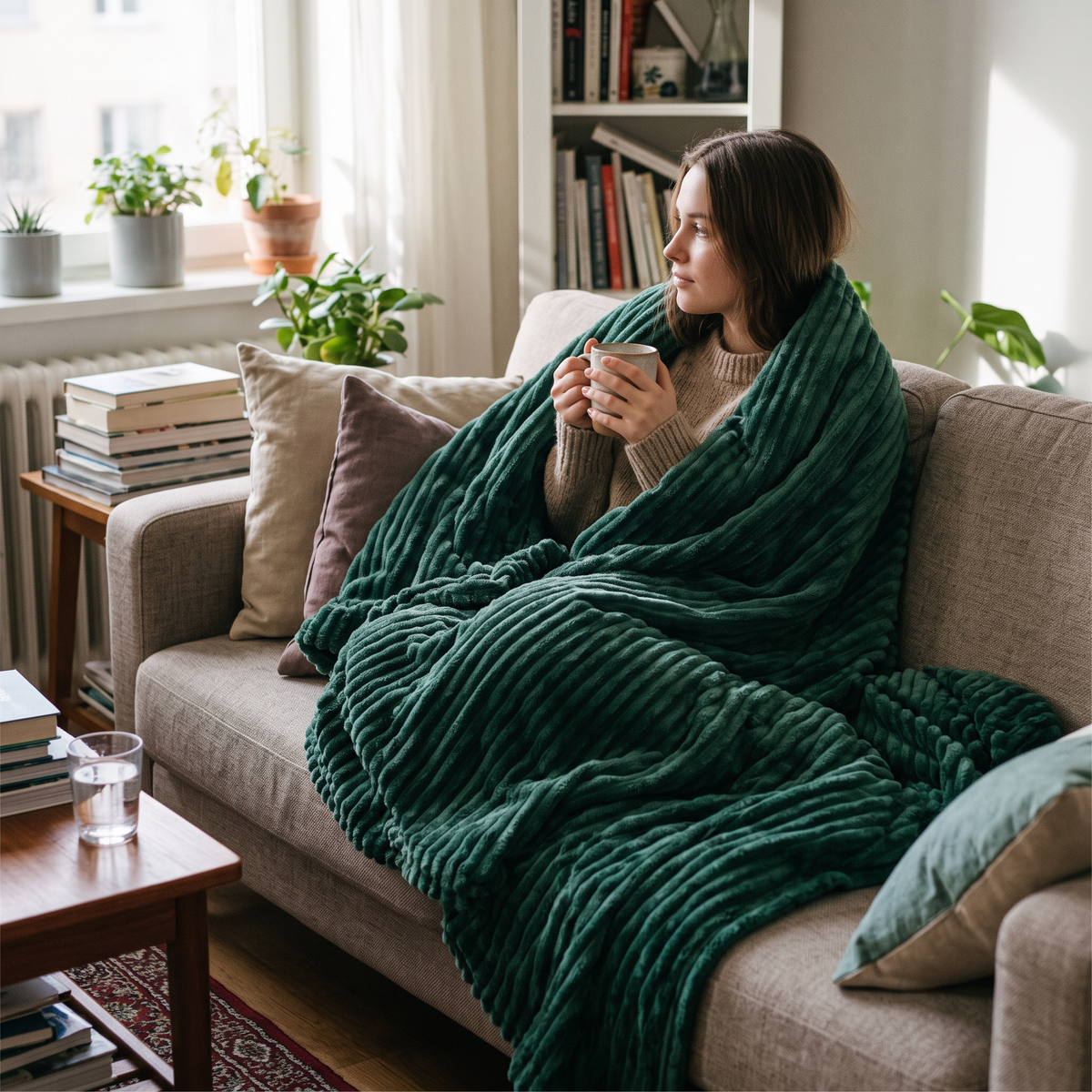 Ribbed Flannel Blanket lifestyle