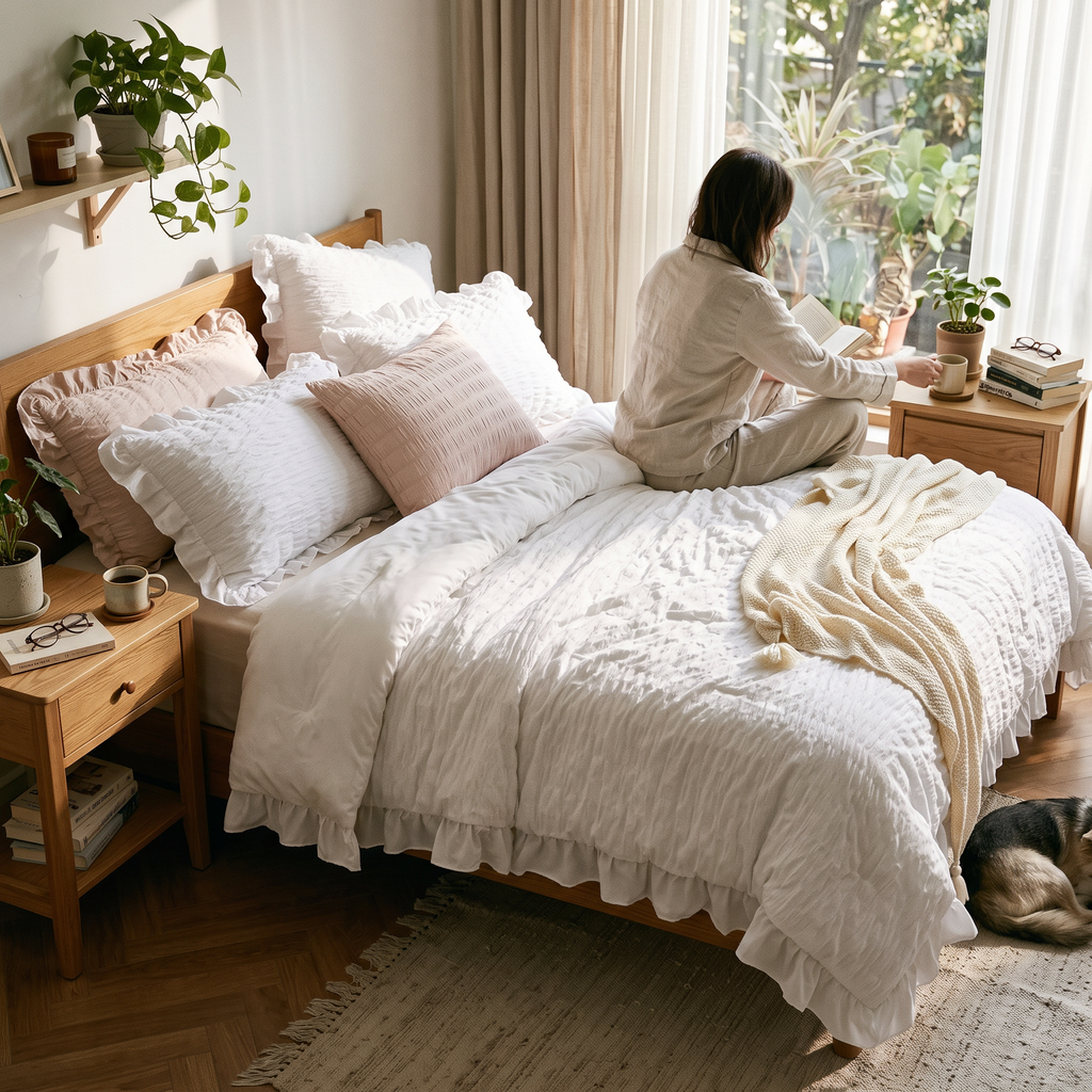 Lace Seersucker Bedding lifestyle