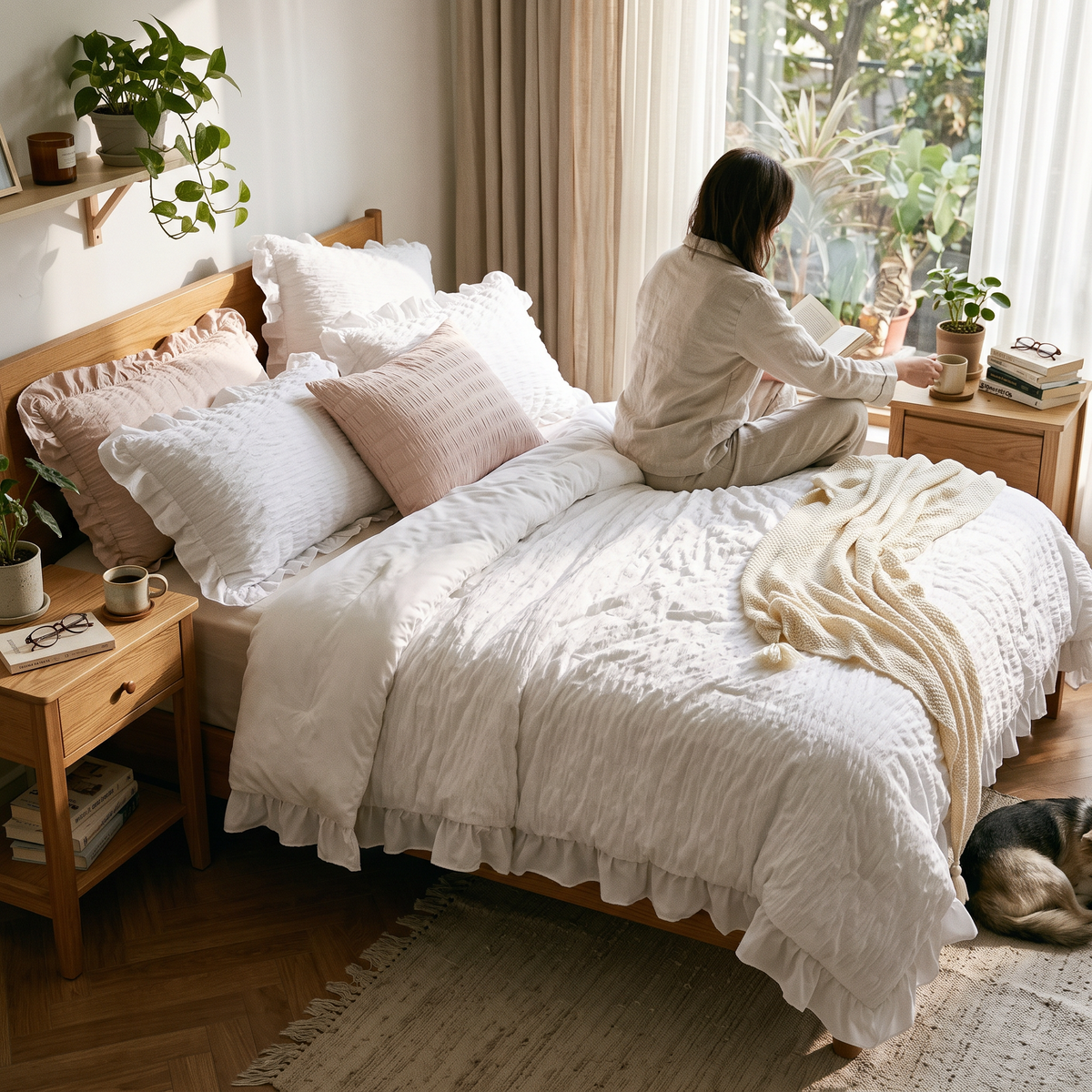 Lace Seersucker Bedding lifestyle