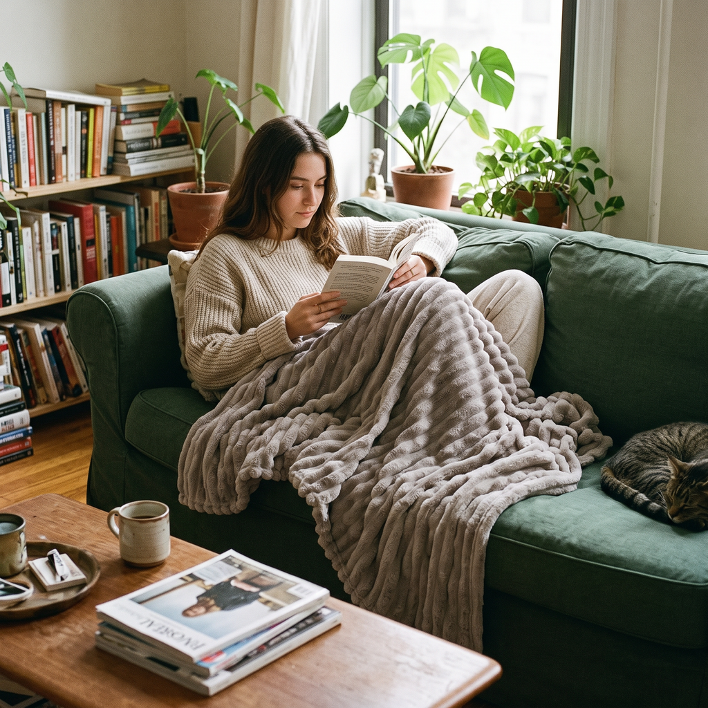 Faux Rabbit Fur Throw lifestyle