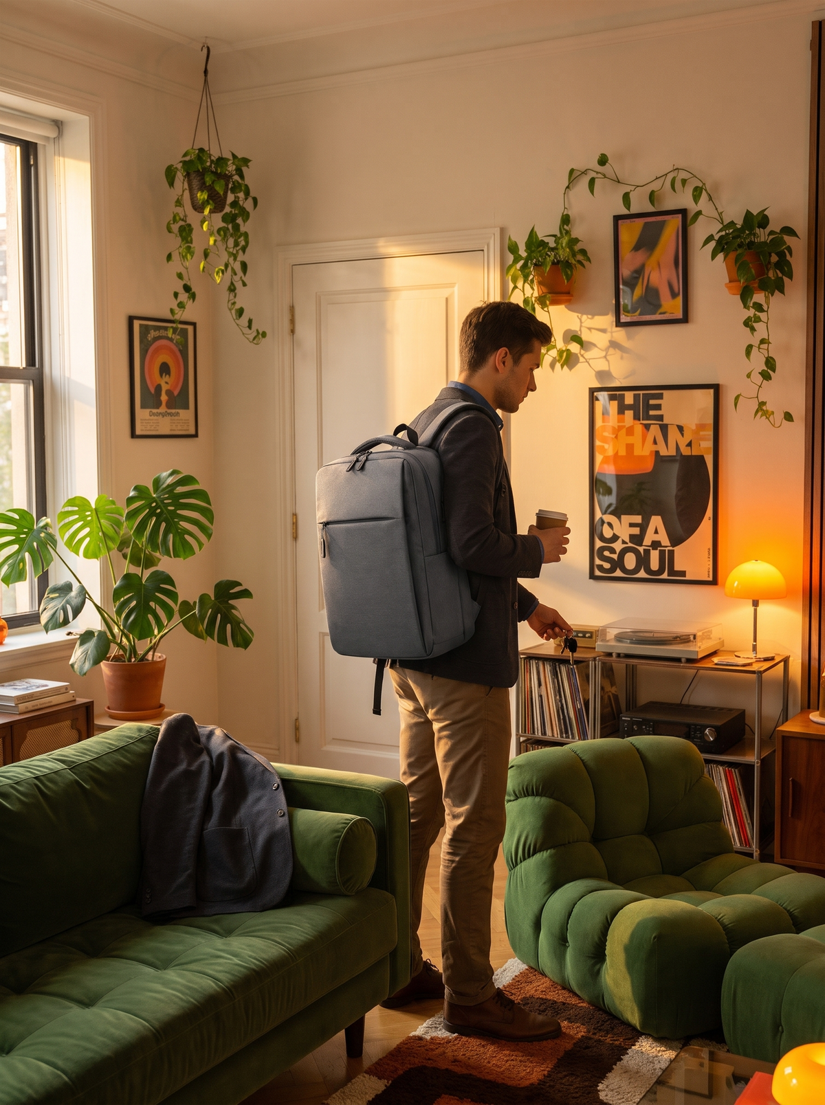 Water resistant laptop backpack on the daily commute