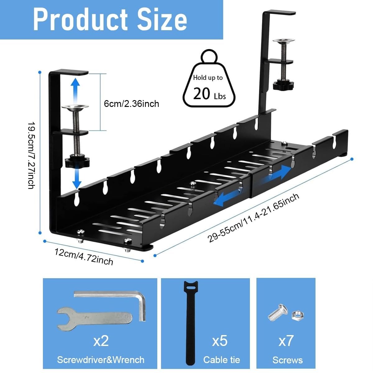 Extendable Under Desk Cable Tray