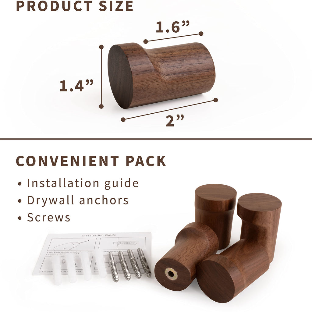 Minimalist Wood Hook (4 Pcs)