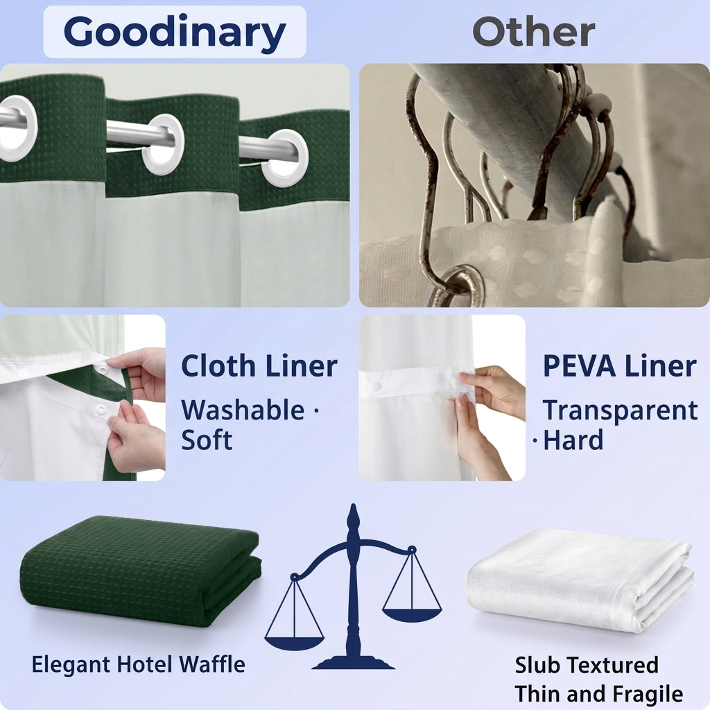 No Hook Shower Curtain