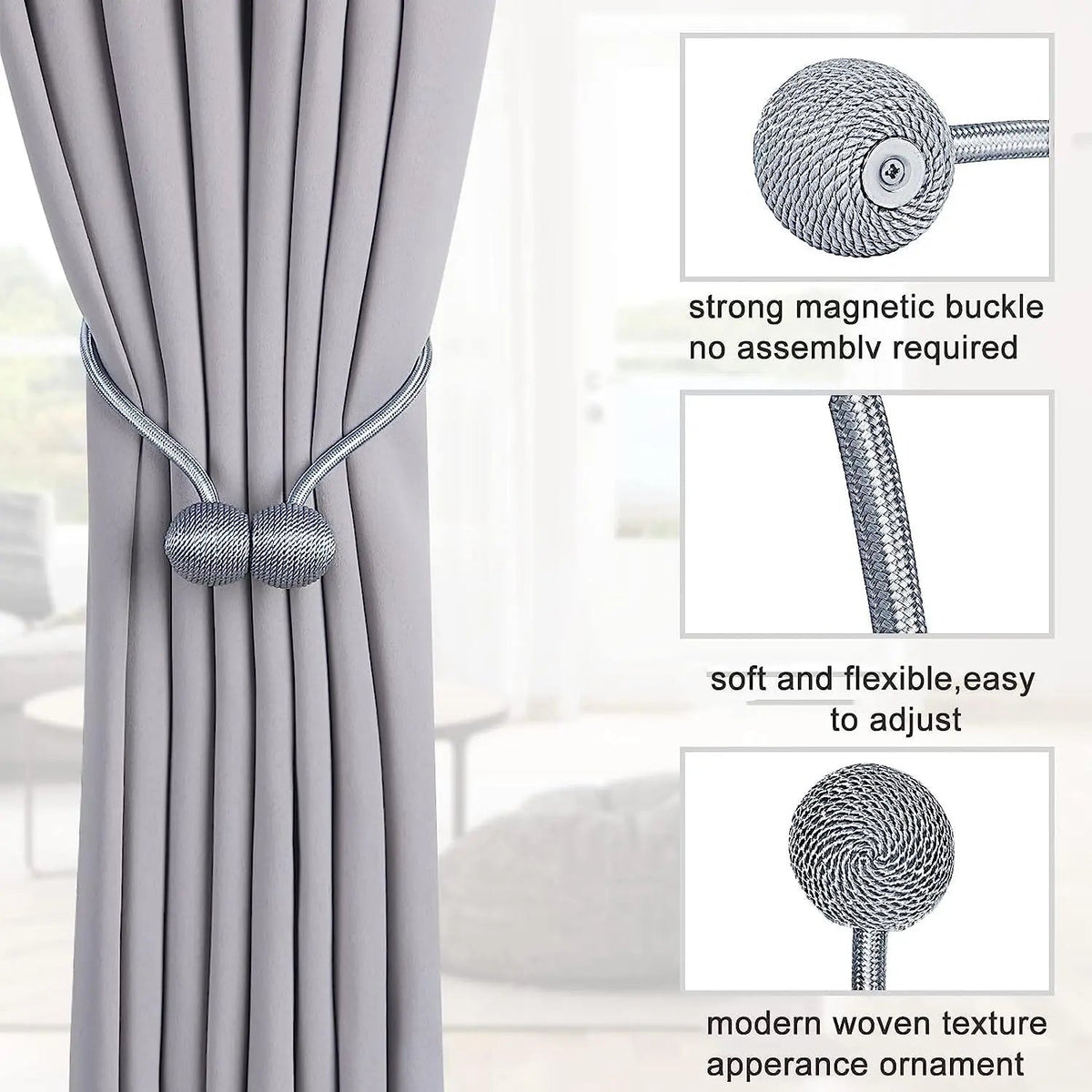 Magnetic Earphone Curtain Tiebacks (2 Pcs)