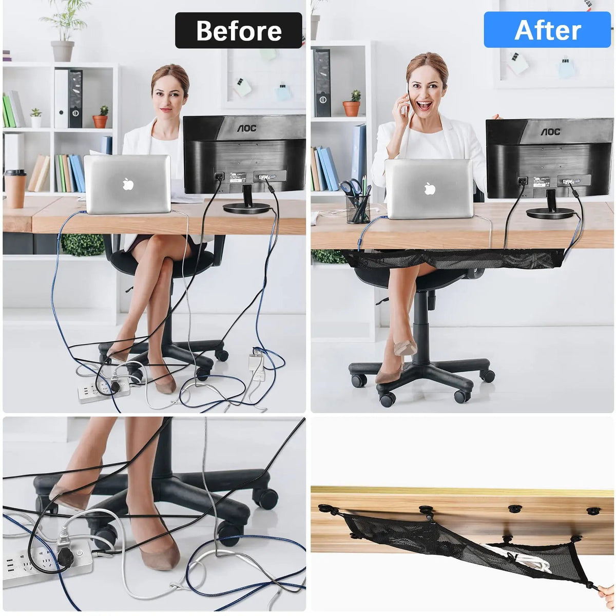 Under Desk Cable Management Net
