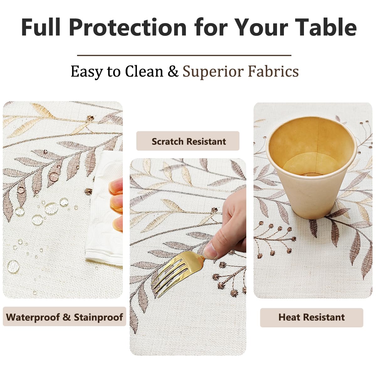 Linen Style Embroidered Tablecloth