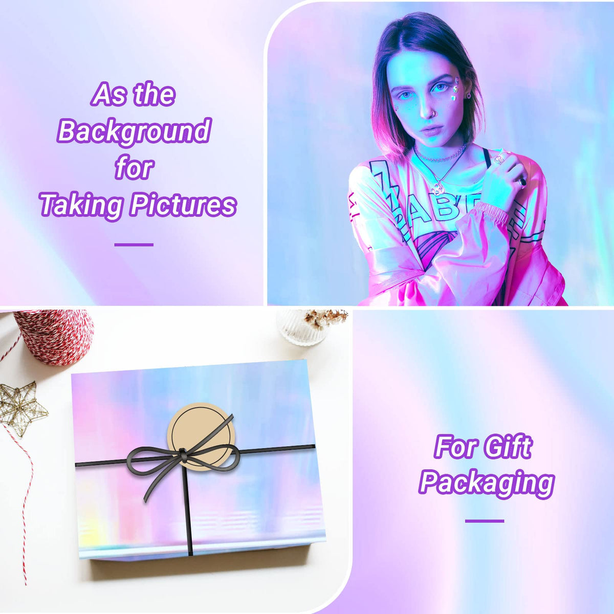 Holographic Rainbow Party Tablecloth (4 Pcs)