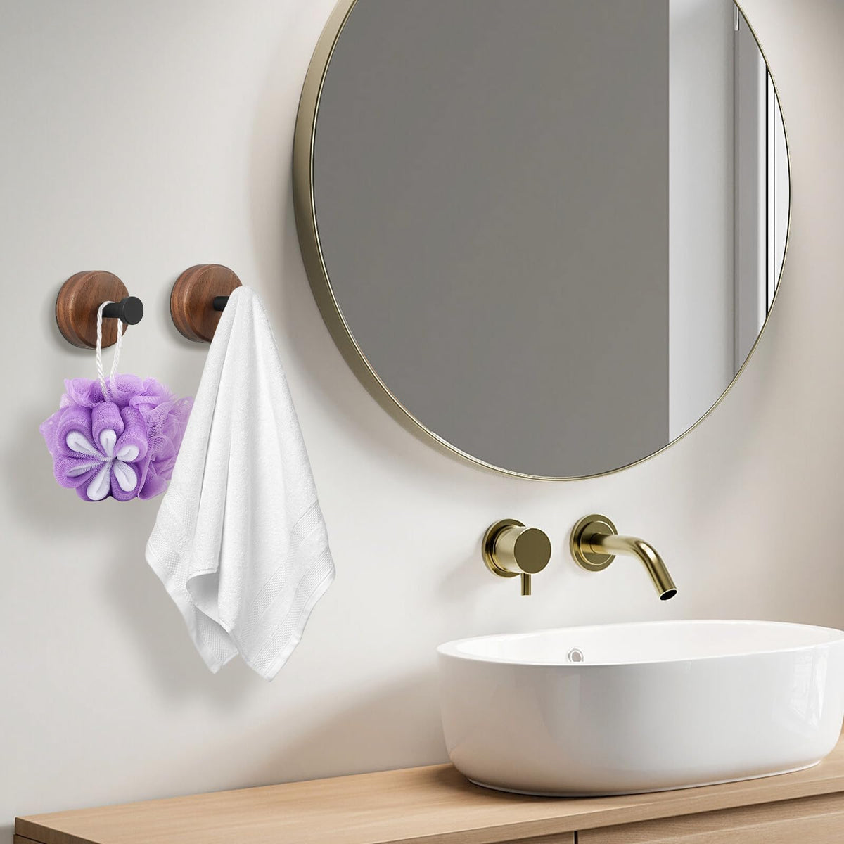Walnut Self Adhesive Hook (4 Pcs)