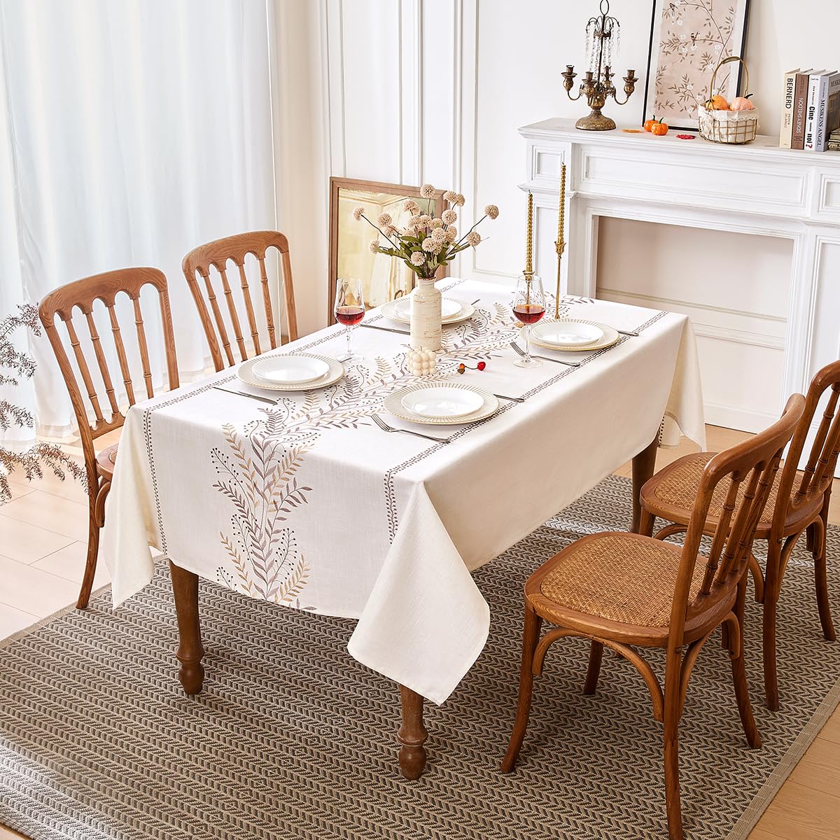 Linen Style Embroidered Tablecloth